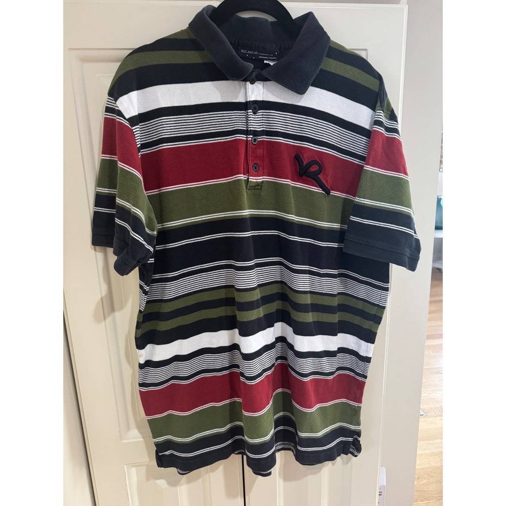 Rocawear Striped Polo Shirt Mens Extra‎ Large XL Short Sleeve Casual Cotton